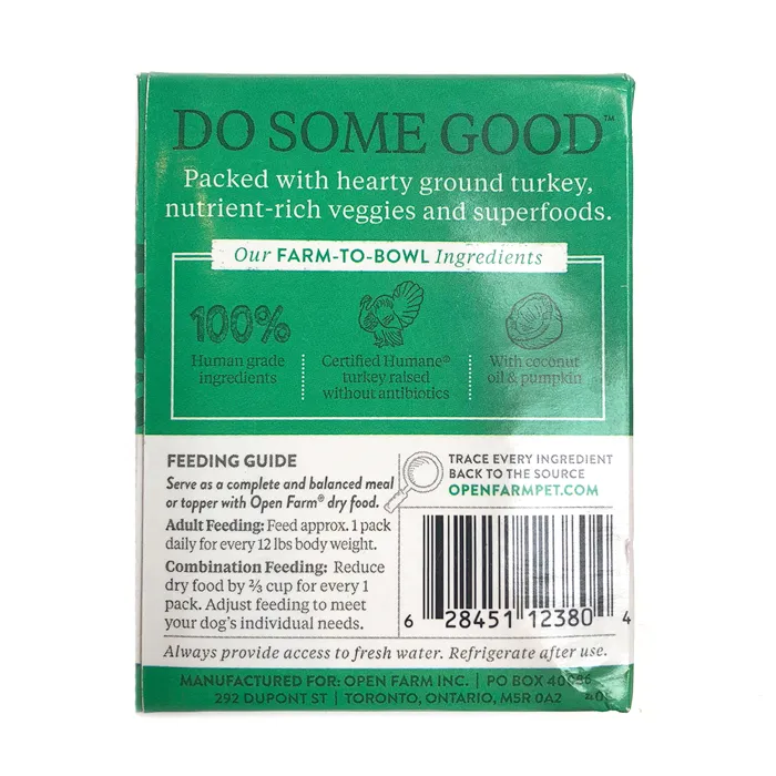 Open Farm Homestead Turkey Rustic Stew 12.5 oz back label