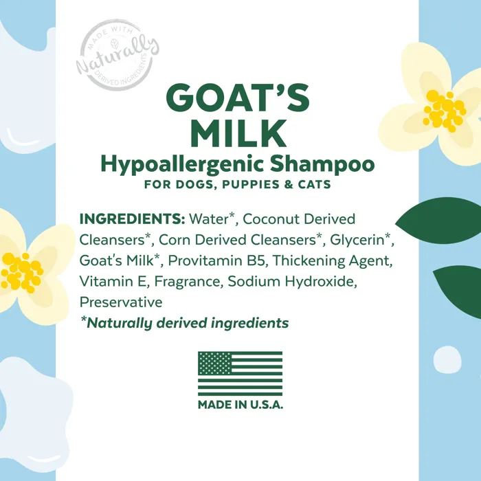 Tropiclean Essentials Goat's Milk Hypoallergenic Shampoo For Dogs, Puppies & Cats, 16-oz