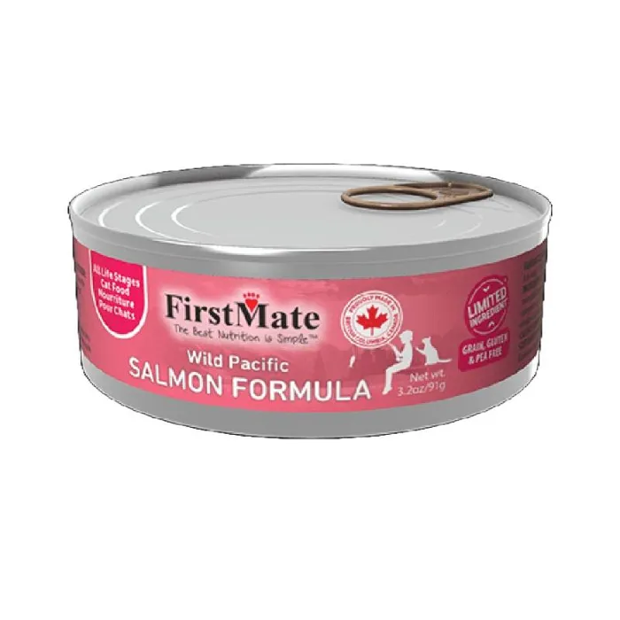 FirstMate Wild Pacific Salmon Formula cat food 3.2-ounce can front