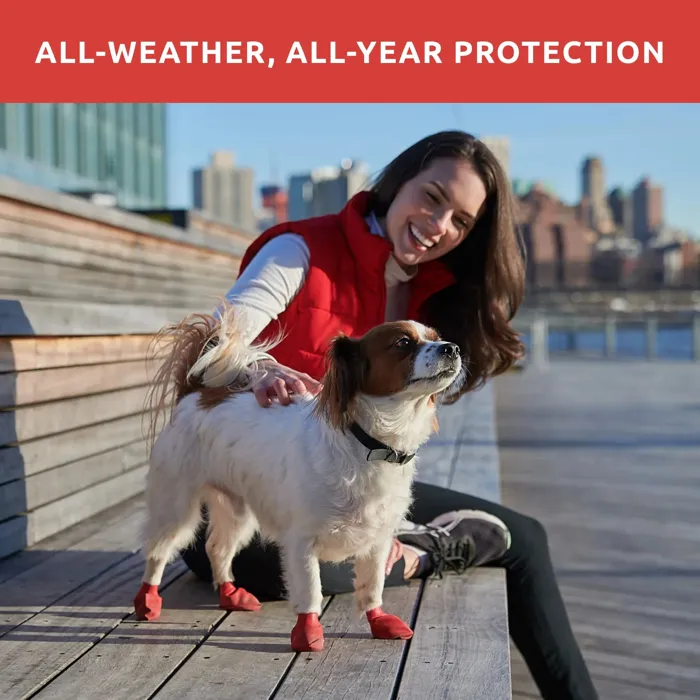 PawZ Waterproof Dog Boots Small Red walking dog