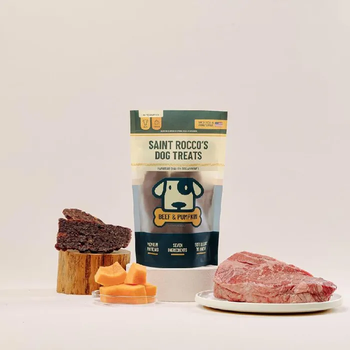Saint Rocco's Dog Treats Beef & Pumpk Jerky 8-oz