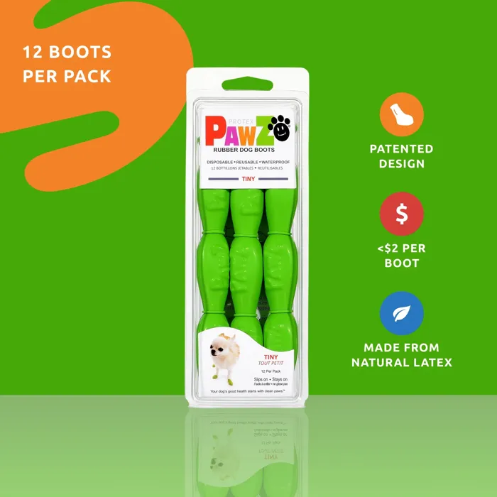 Pawz Rubber Dog Boots Tiny Apple Green package graphic