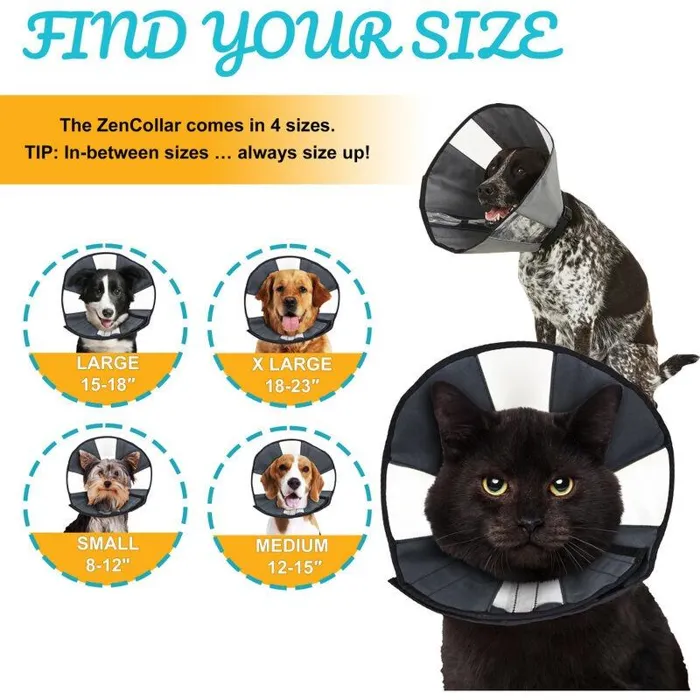 ZenPet ZenCone soft recovery collar size guide