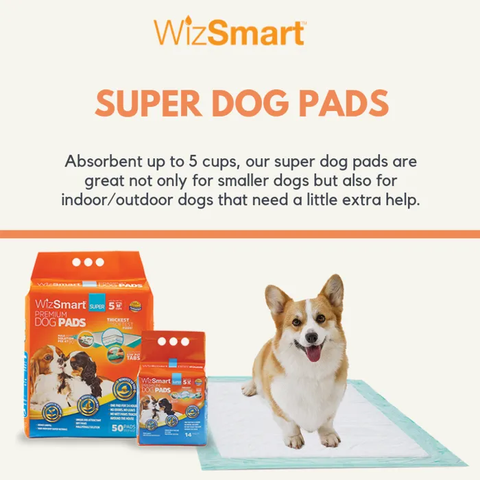WizSmart Super Dog Pads 50-pack lifestyle graphic