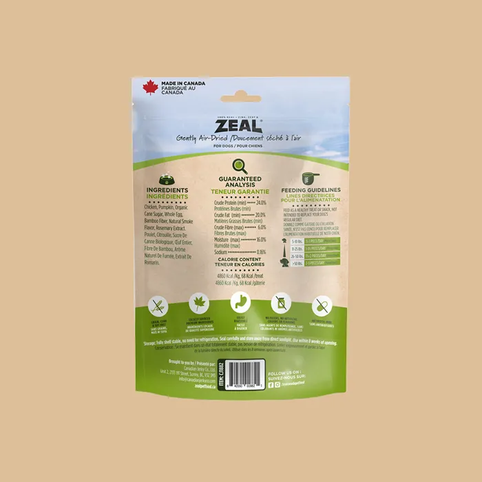 Zeal Chicken Jerky Tenders 10 oz back package