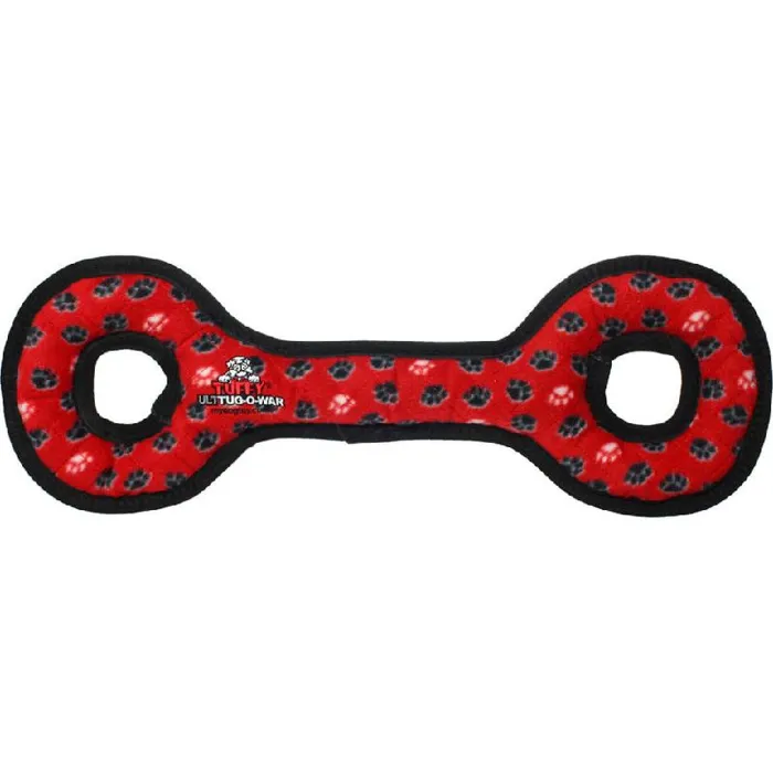 Tuffy Ultimate Tug-of-war Paw Print-red