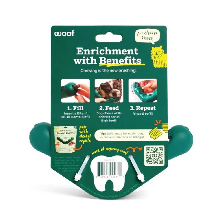 Woof Bite n' Brush Small back packaging