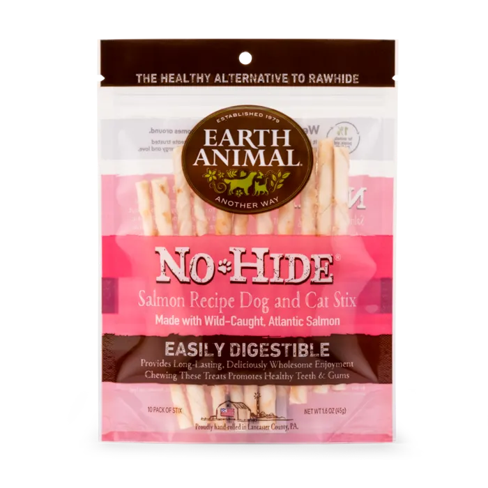 No-hide Easily Digestible Rawhide Alternative Salmon Flavor Dog Chews Small - 10-pack