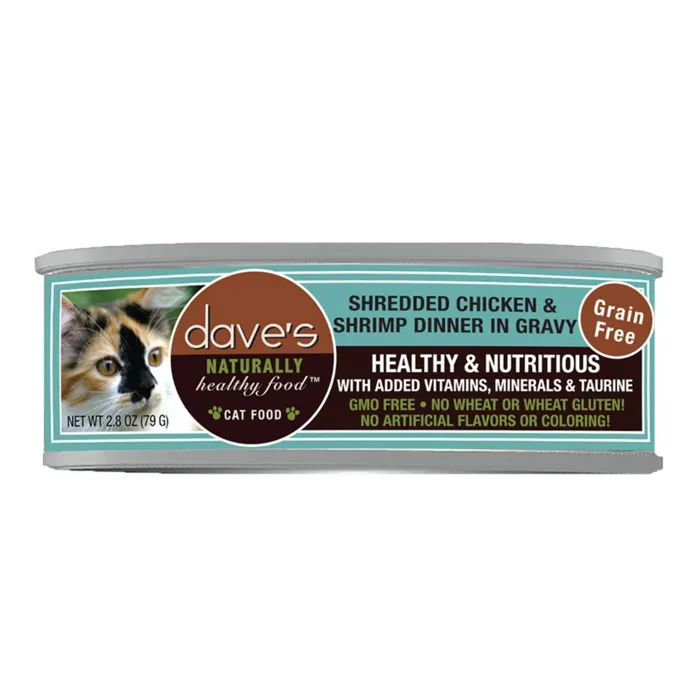Dave's Cat Food Can Nat Healthy Shredded Ckn/shrimp/gravy 2.8-oz