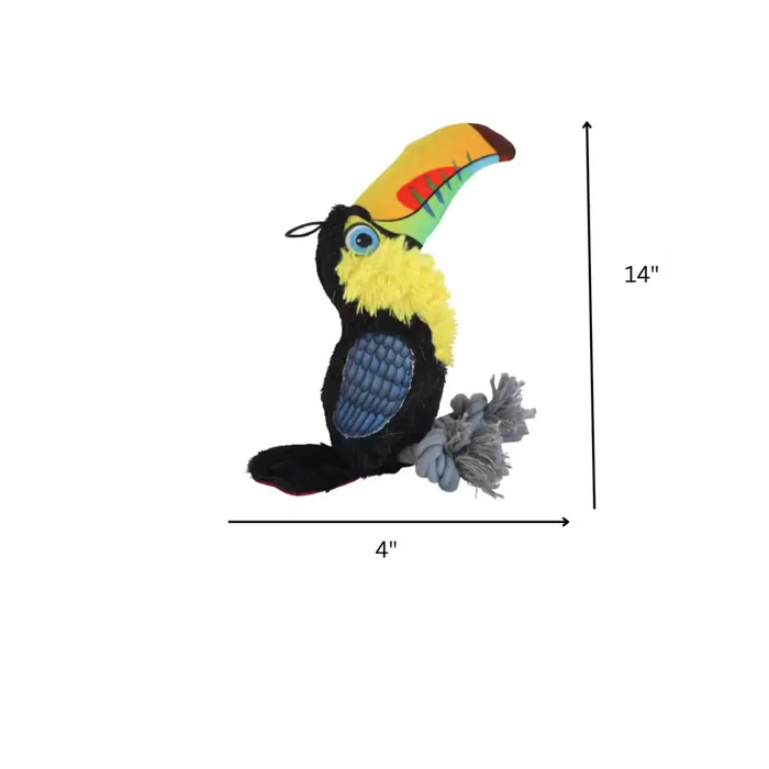 SteelDog Ruffian Toucan plush dog toy 4 by 14 inch dimensions