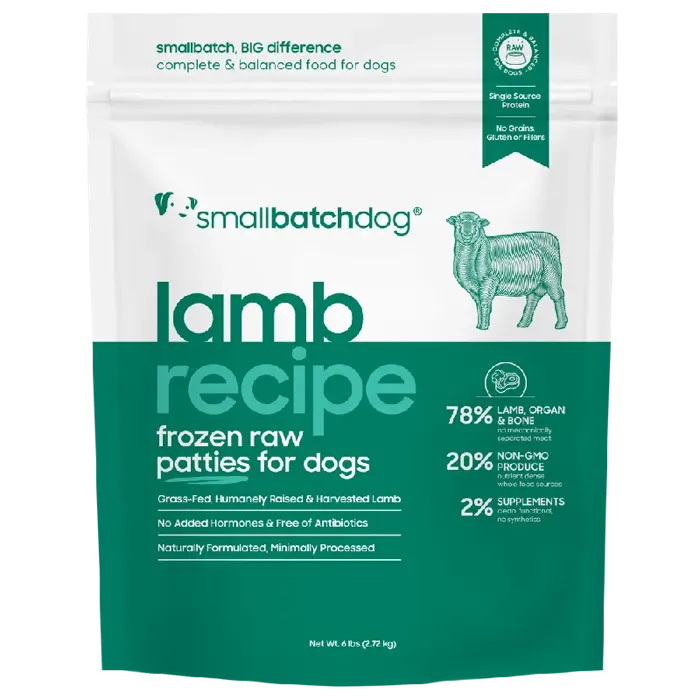 Smallbatch Lamb Recipe Frozen Raw Patties 6 lb front