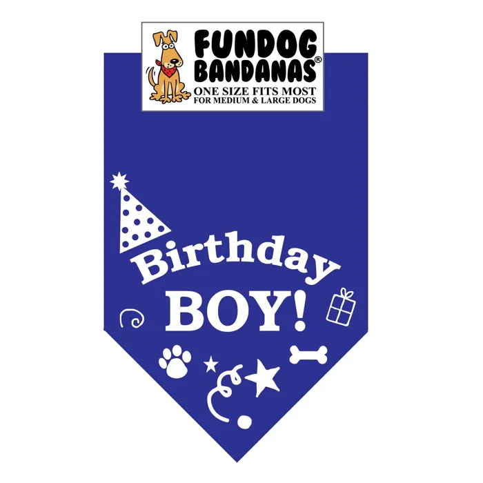 FunDog Birthday Boy bandana medium large blue front