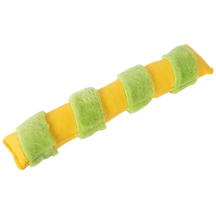 Yeowww! Catnip Big Kicker yellow and green diagonal reverse view