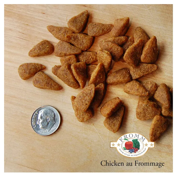 Fromm Chicken au Frommage dog food kibble close-up