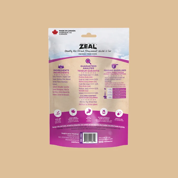 Zeal Duck Jerky Tenders 10 oz back package