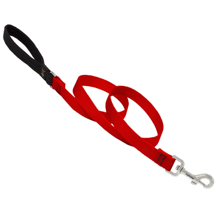 Lupine Basic Solids red 3/4-inch 6-foot leash front view