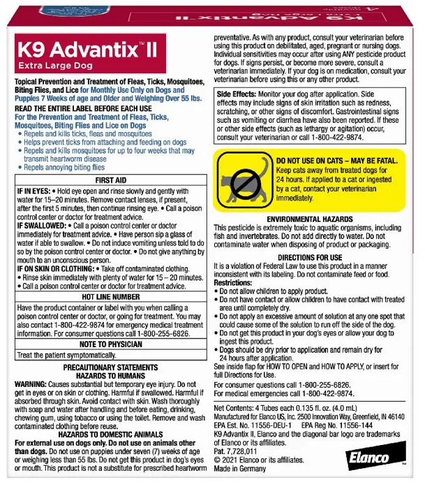 K9 Advantix Ii Dog Extra Large 55 Lbs. 4 Pack