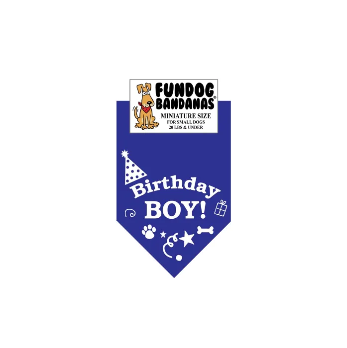 FunDog Birthday Boy bandana miniature blue front