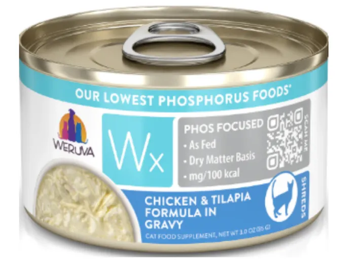 Weruva Cat Wx Low Phosphorus Grain Free Chicken & Tilapia In Gravy Shreds Can 3-oz