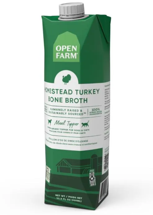 Open Farm Homestead Trky Bone Broth Cat & Dog Meal Topper, 32-oz