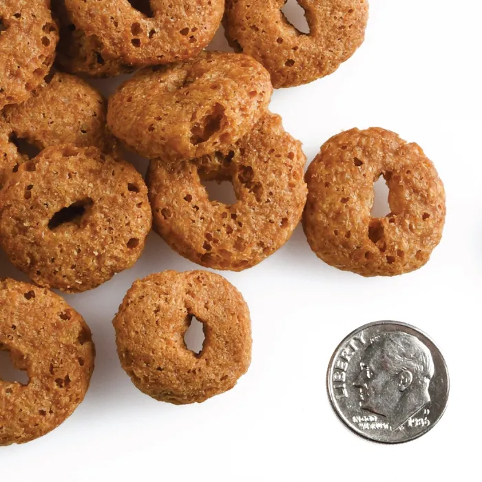 Fromm Crunchy O's Smokin' CheesePlosions treats with dime
