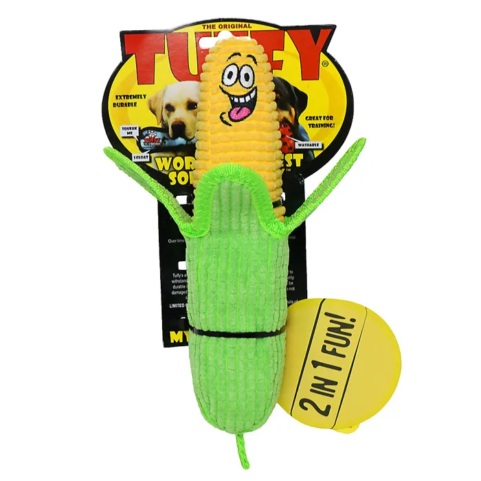 Tuffy Funny Food Corn Squeaky Dog Toy