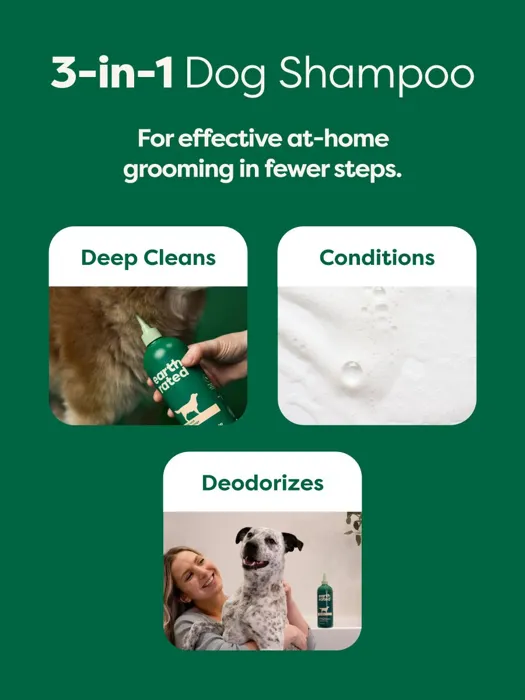 Earth Rated Double Coat 3-in-1 Shampoo benefits graphic