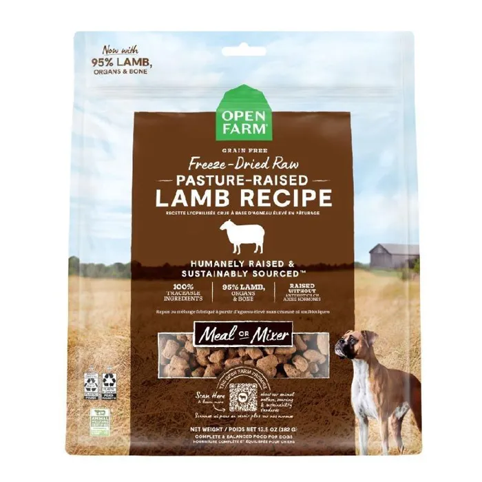 Open Farm Pasture Raised Lamb Recipe Freeze Dried Raw Dog Food 13.5-oz