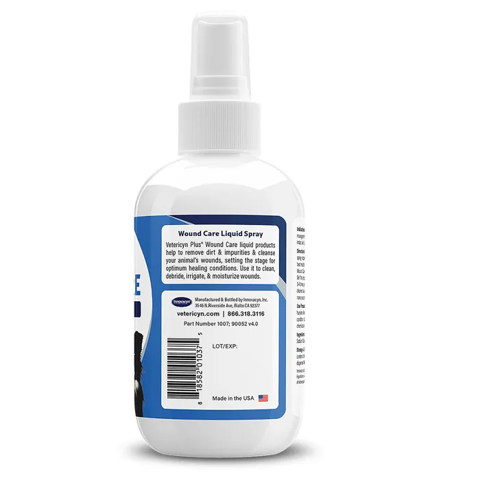 Vetericyn Plus Wound Care Spray 3-ounce label back