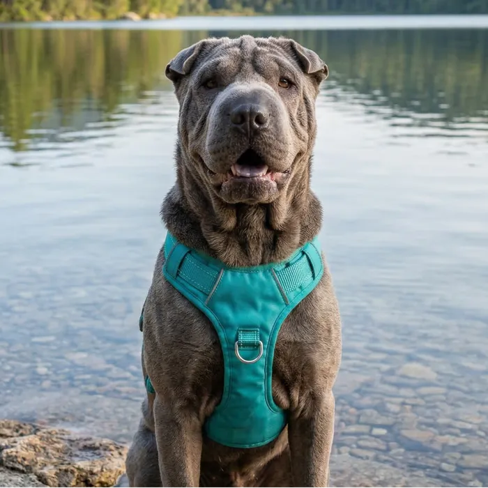Bay Dog Chesapeake Dog Harness Sea Foam Large lifestyle view