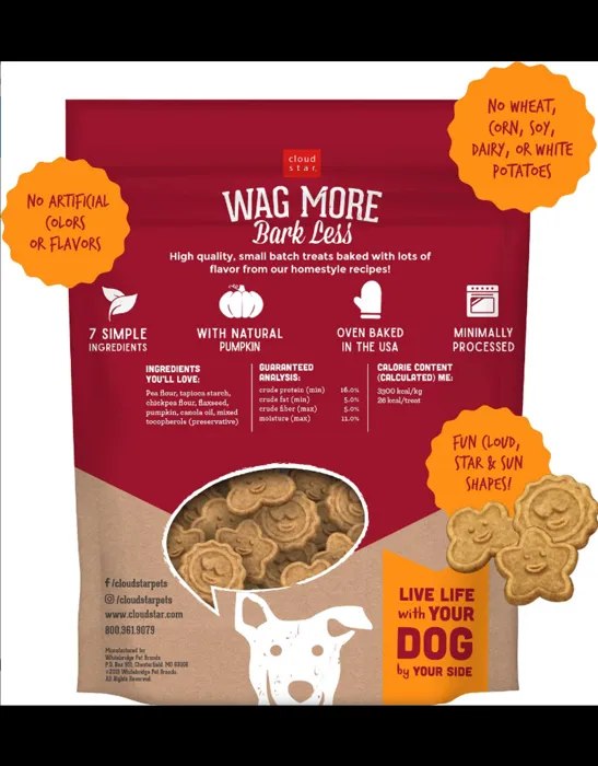 Cloud Star Wag More Bark Less Pumpkin 2.5-pound back