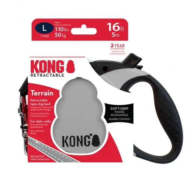 16 Ft. Lg. Kong Terrain Retractable Up To 110 Lb. - Grey