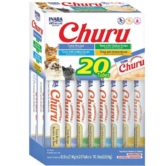 Inaba Churu Puree Cat Treats Tuna Variety Box 20-ct