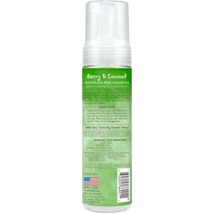 Tropiclean Waterless Shampoo Berry Coconut 7.4-oz