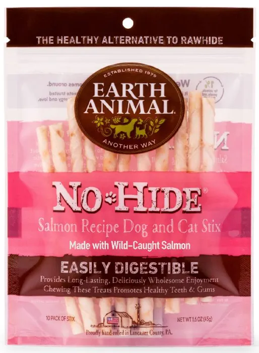 No-hide Easily Digestible Rawhide Alternative Salmon Flavor Dog Chews Small - 10-pack