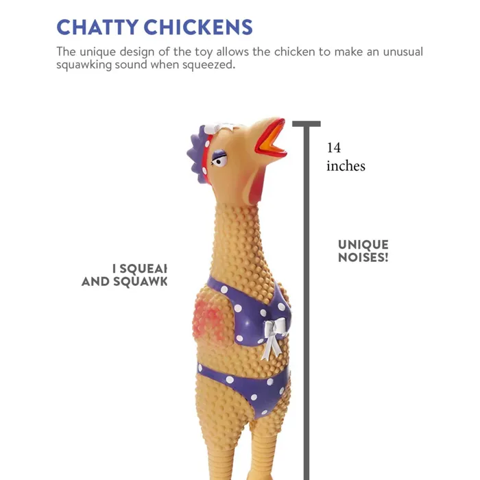 Charming Pet Henrietta latex toy large chatty chickens graphic