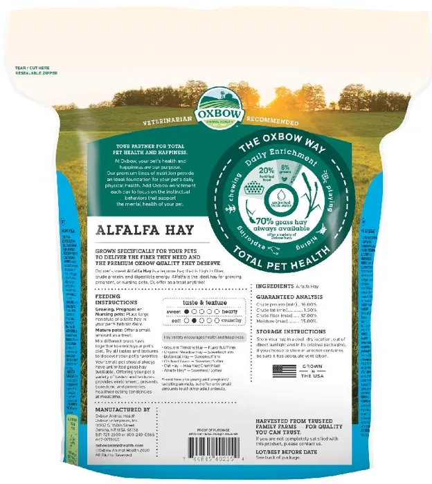 Oxbow Small Animal Fortified Food & Hay Alfalfa Hay - 15-oz
