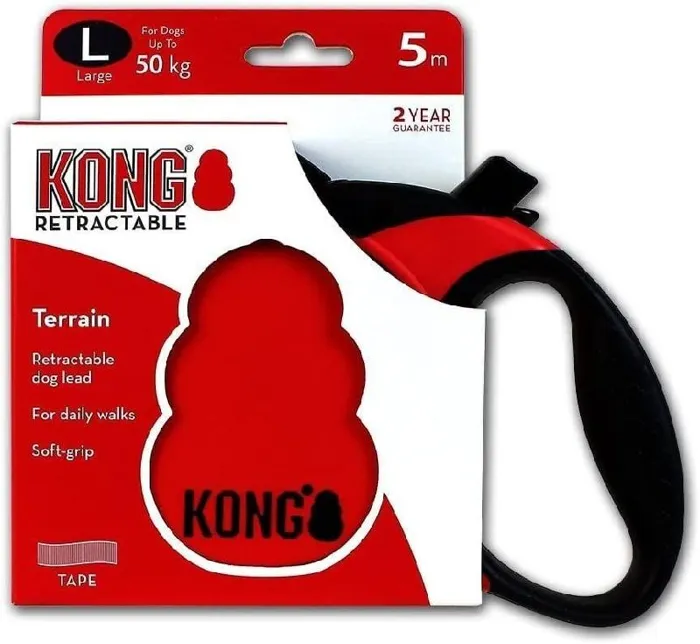 Kong Terrain Retractable Leash 16ft Red Large
