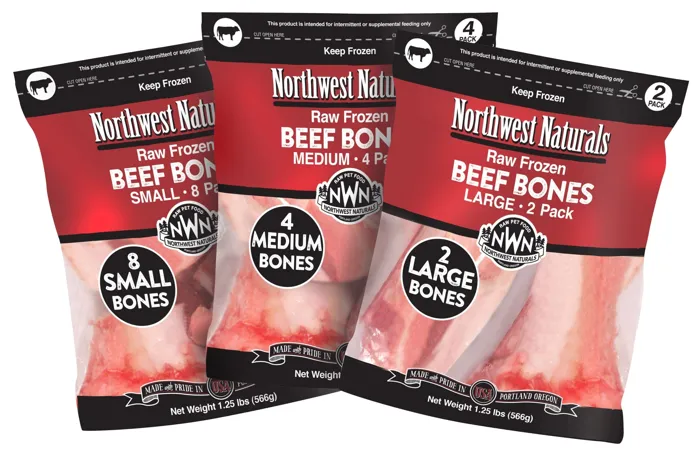 Northwest Naturals raw frozen beef bones small 8-pack group view