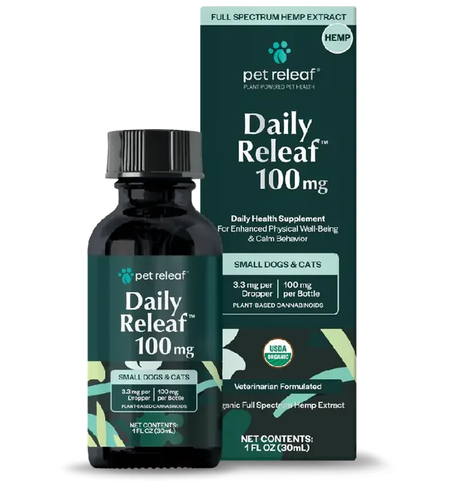 Pet Releaf Daily Releaf Organic Hemp Oil 100mg 1oz