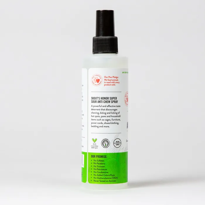 Skout's Honor Super Sour Anti Chew Spray 8 oz side label