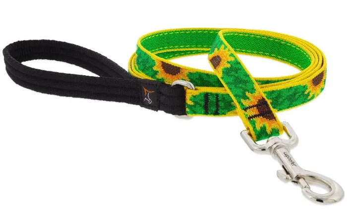 Lupine Original Designs Sunflowers Padded Handle Dog Leash 1/2"x72"