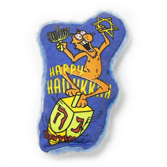 Yeowww! Dreidel Krinkle blue Hanukkah cat toy front