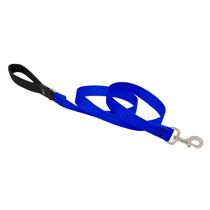 Lupine Basic Solids Blue 1-inch 6-foot leash, full view