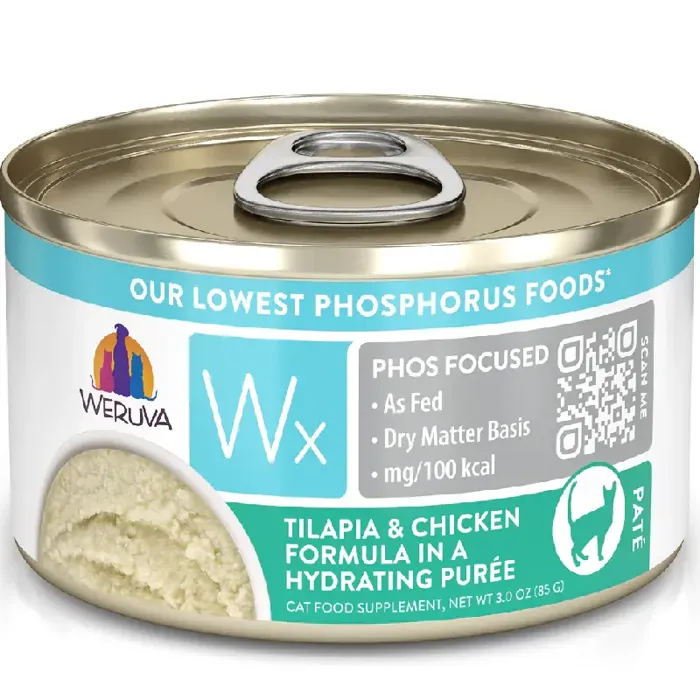 Weruva Cat Wx Low Phosphorus Grain Free Tilapia & Chicken Puree Can 3-oz