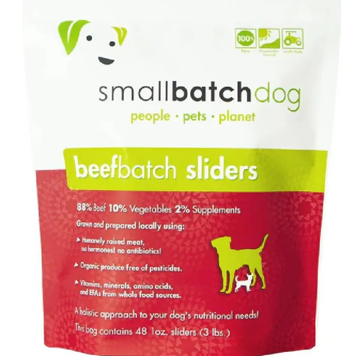 Smallbatch Frozen Raw Beef Sliders For Dogs, Complete And Balanced 3-lb