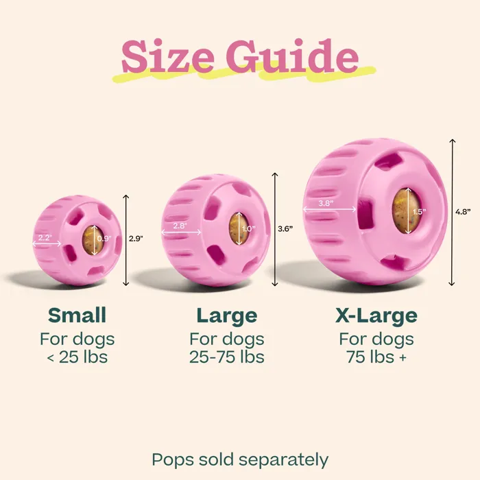 Woof Party Pink Pupsicle size guide showing Large