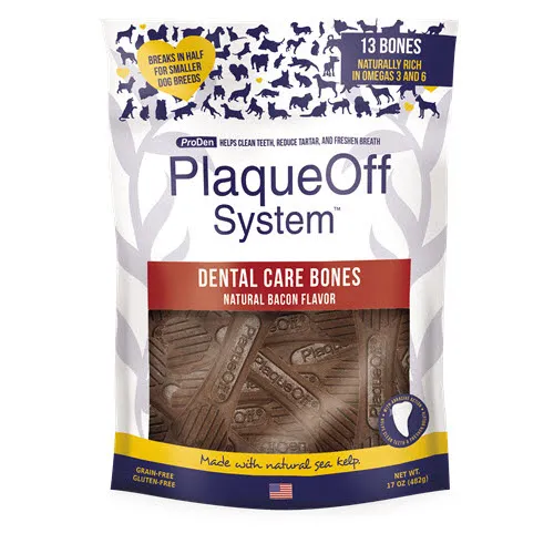 Plaque Off Dental Care Bones Bacon Flavor For Dogs 17-oz