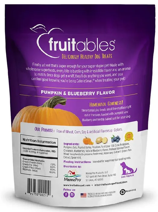 Fruitables Pumpkin & Blueberry Flavor Crunchy Dog Treats 7-oz