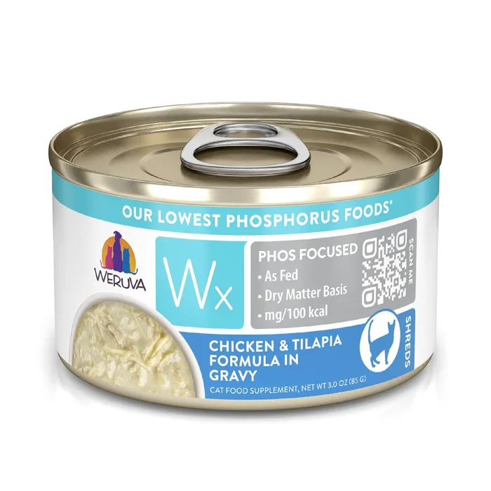 Weruva Cat Wx Low Phosphorus Grain Free Chicken & Tilapia In Gravy Shreds Can 3-oz